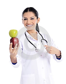 Medical doctor showing apple