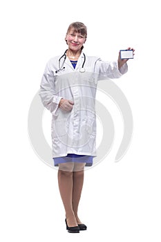 Medical doctor showing business card