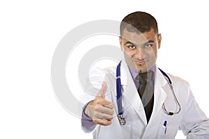 Medical doctor showing thump up sign