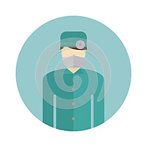 Medical doctor silhouette icon nurse or surgeon wearing scrubs with mask on face vector.
