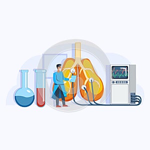 Medical doctor testing patients lungs illustration concept, Lung health checkup with medical tests, Pulmonology healthcare, Pulmon photo