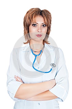 Medical doctor in uniform and with stethoscope