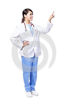 Medical doctor woman point finger