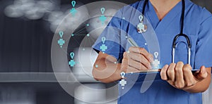 Medical Doctor working with note board