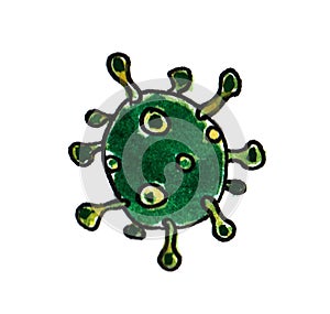 Medical Doodle line watercolor virus, coronavirus. Medical sketch