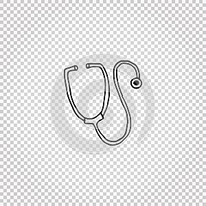 Medical doodle objects. Simple hand-drawn stethoscope. Vector illustration.