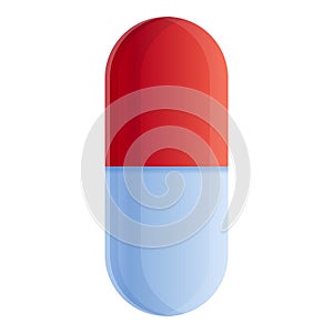 Medical dosage capsule icon, cartoon style