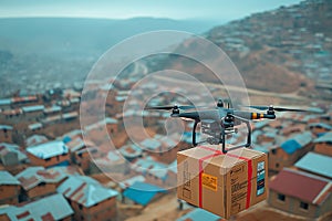 medical drone delivering emergency supplies to a remote area, exemplifying the use of robotics in overcoming logistical