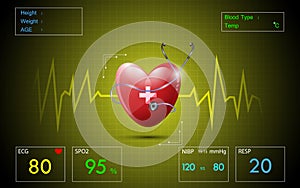 Medical ecg cardiogram screen background