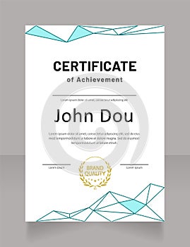 Medical education achievement certificate design template