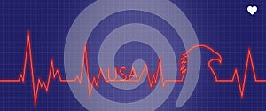 Medical EKG Heart Monitor With USA Theme