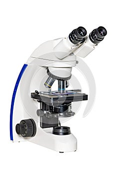 Medical electronic equipment, trinocular microscope in a science laboratory