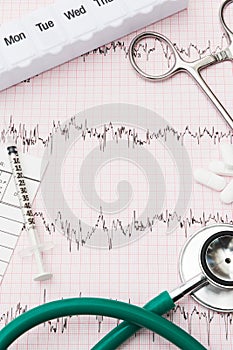 Medical Equipment Arranged On Pulse Trace Output
