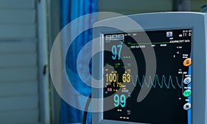 Medical equipment for detect blood oxygen, blood pressure and heart rate for emergency patient.