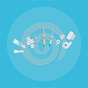 Medical equipment flat web and print illustration