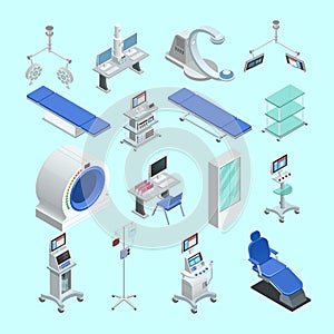 Medical Equipment Isometric Icons Set