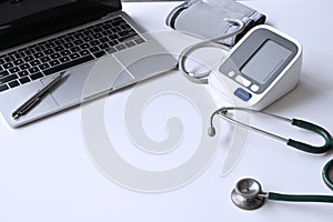 Medical equipment and Laptop computer on Doctor workspace