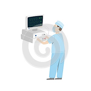 Medical equipment maintenance. Vector illustration isolated on white
