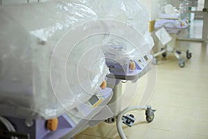 Medical equipment at maternity clinic's corridor