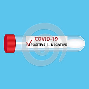 Medical equipment for testing Covid-19. Vector illustration. English label for USA or England. positive or negative result.