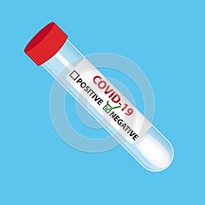 Medical equipment for testing Covid-19. Vector illustration. English label for USA or England. positive or negative result.