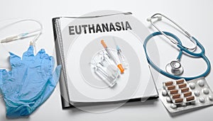 Medical euthanasia in the hospital. Injection of pentobarbital