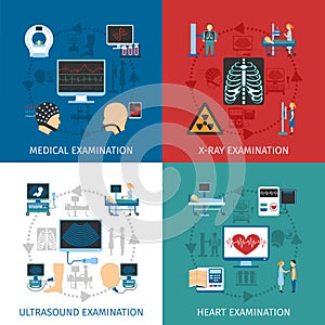 Medical Examination 4 Flat Icons Square