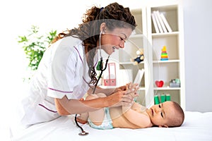 Medical examination of a baby boy