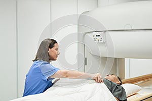 Medical Examination With Mri Magnetic Resonance Imaging Machine In Clinic