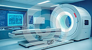 medical examination technology of future. MRI scan machine, future medicine concept. human enhanced. Generative AI