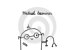 Medical examiner hand drawn vector ilustration. Cartoon doctor men minimalism