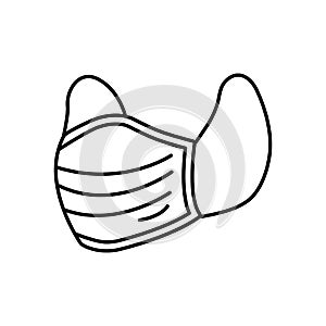 Medical face mask. PPE line icon. Disinfection, sanitation and protection concept. Respirator icon. Editable stroke. Vector