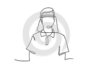 Medical Face Mask Shield. Vector illustration. Drawing of a man wearing face shield or protective mask. Coronavirus