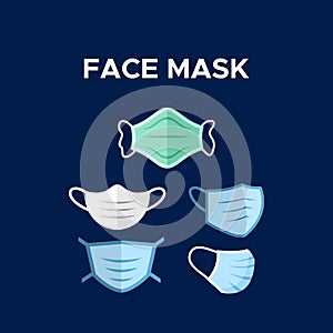 Medical Face Mask or Surgical Face Mask Vector For Protection From Virus