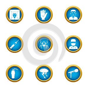 Medical faculty icons set, flat style