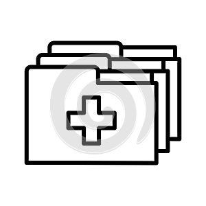 Medical file folder icon. Patient disease history. Pictogram isolated on a white background
