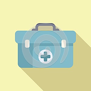 Medical first aid box icon flat vector. Healthcare case