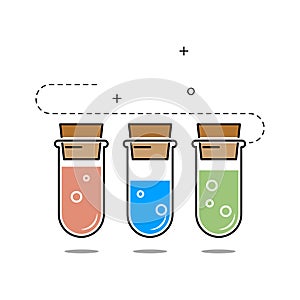 Medical flask or test tube icon. Flat style illustration. Isolated on white background.