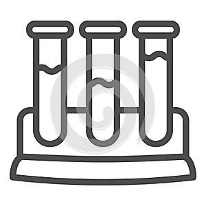 Medical flasks line icon. Chemistry beakers vector illustration isolated on white. Test tubes outline style design