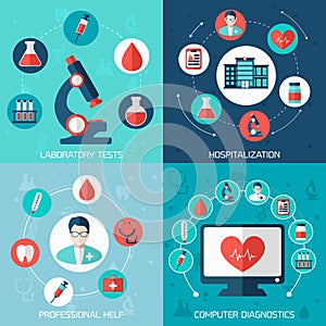 Medical flat banners set