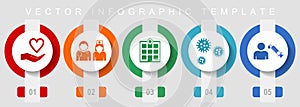 Medical flat design icon set, miscellaneous icons such as doctor, nurse, hospital, help and flu, vector infographic template, web