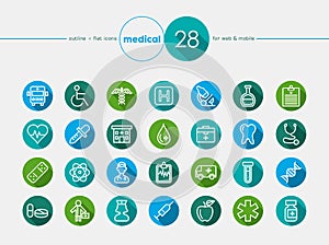 Medical flat icons set