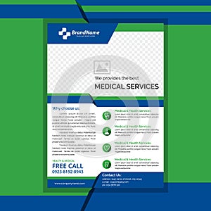 Medical flyer green and blue color