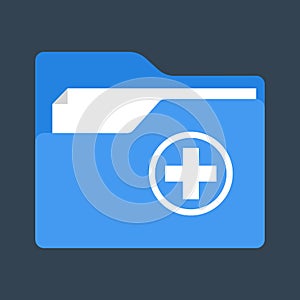 Medical folder icon. Health history, file with medical