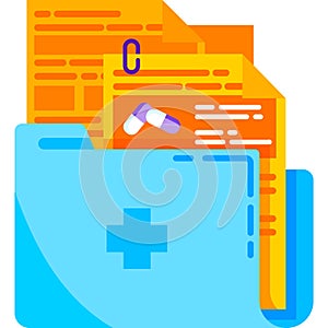 Medical folder icon patient history flat vector