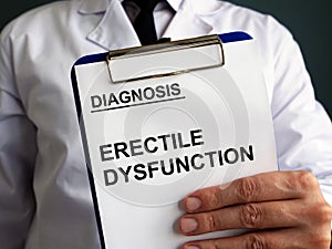 Medical form with Erectile dysfunction ED diagnosis