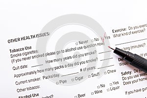 Medical form questionnaire