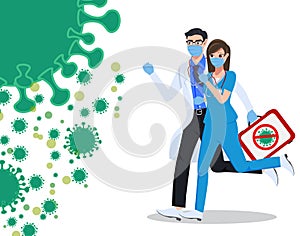 Medical front liners character vector concept design. Medical doctor and nurse character fighting corona virus