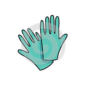 Medical gloves doodle icon, vector illustration