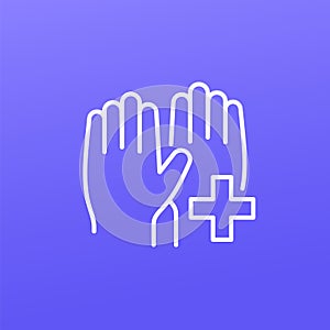 medical gloves line icon, vector